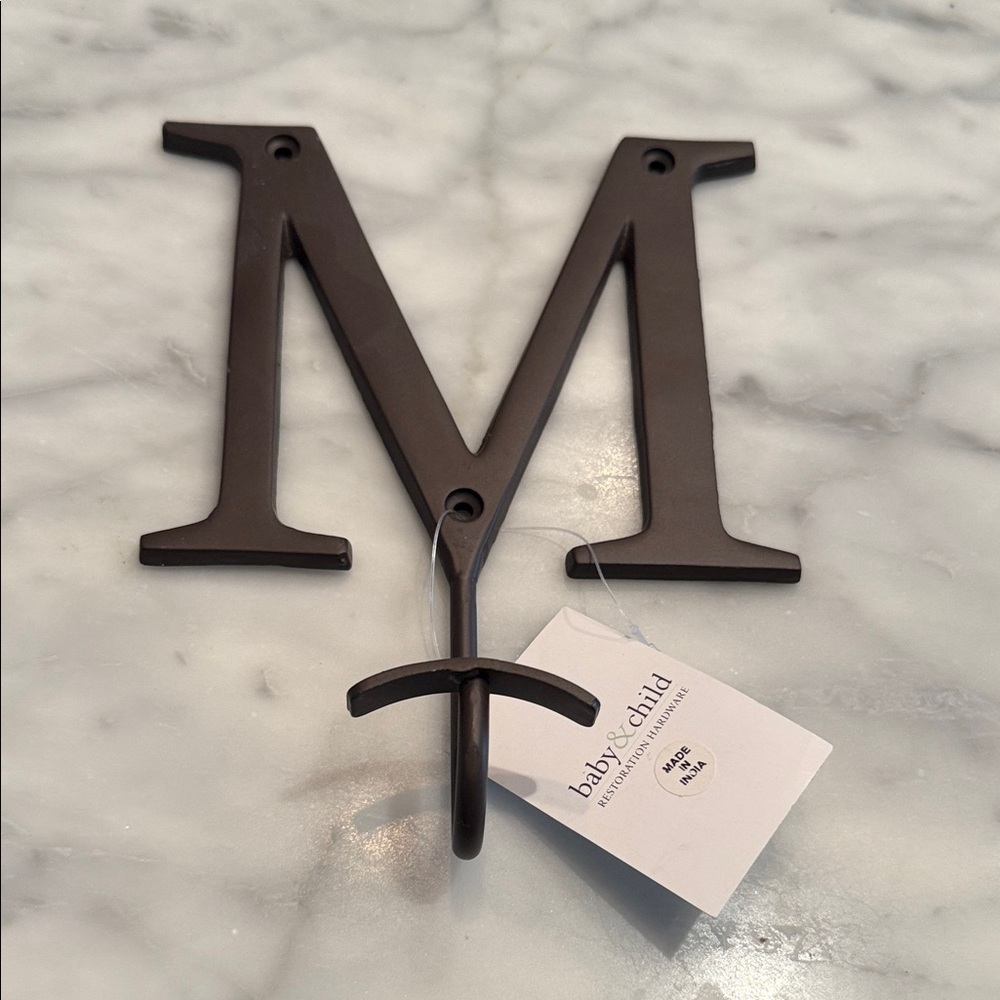 Restoration Hardware Iron Letter M Wall Hook